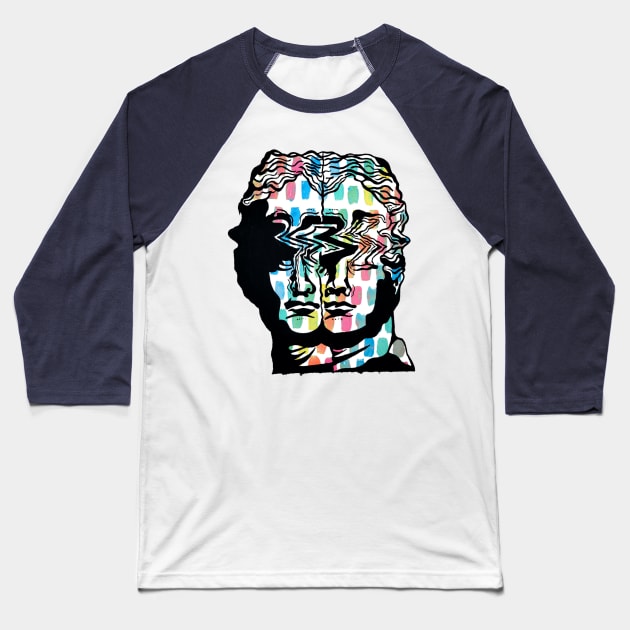 Trippy Statue Baseball T-Shirt by Art by Rory 